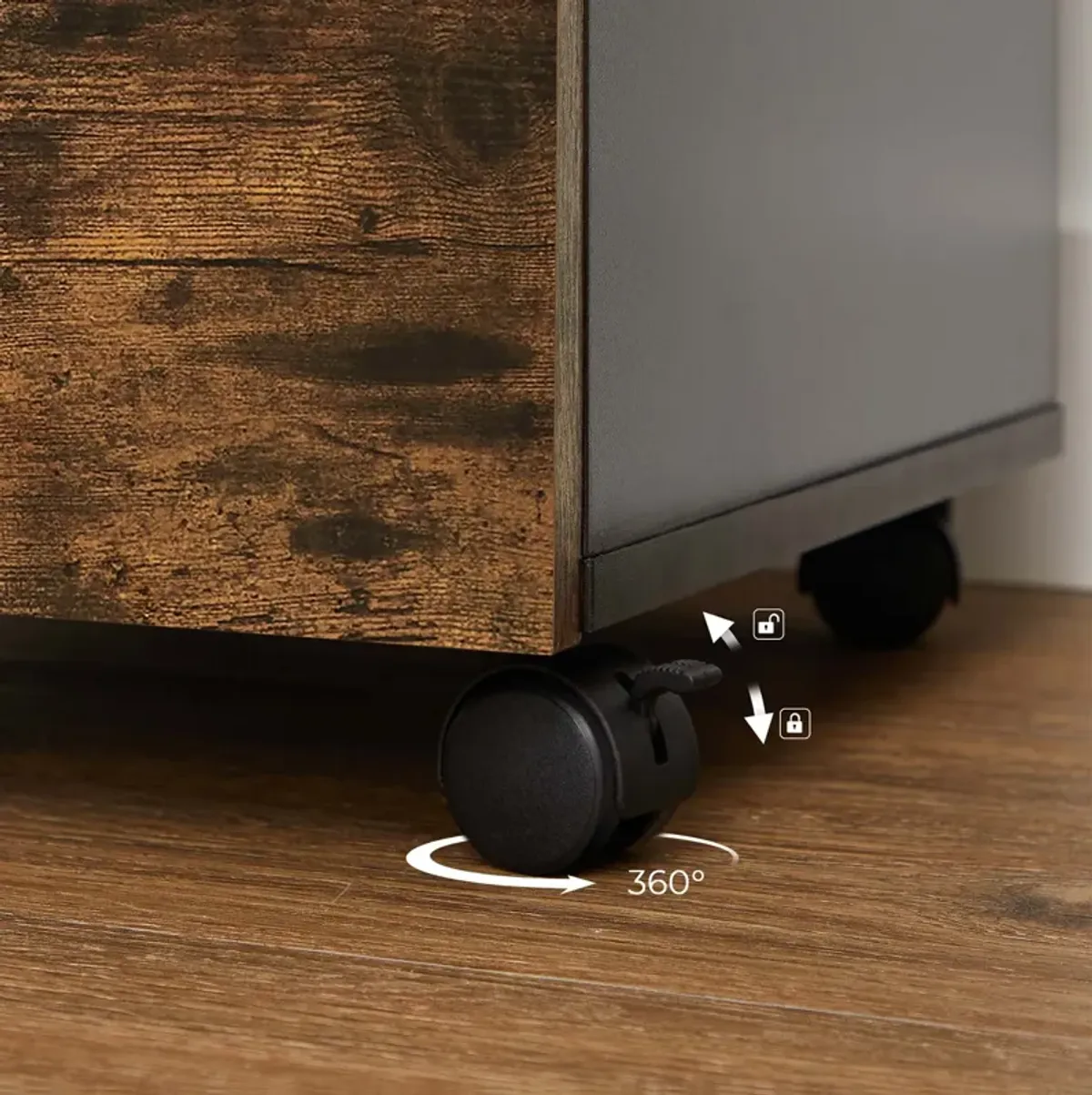 Rolling File Cabinet with 2 Drawers for A4 and Letter-Sized Documents