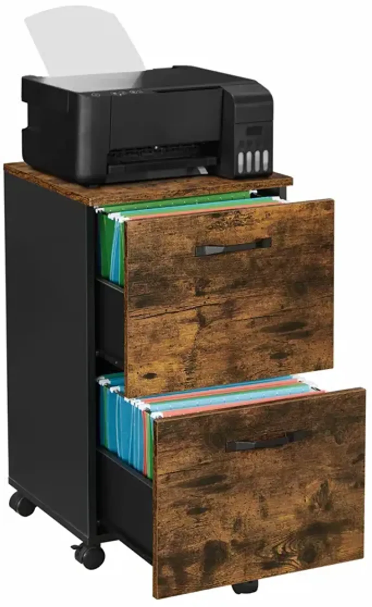 Rolling File Cabinet with 2 Drawers for A4 and Letter-Sized Documents