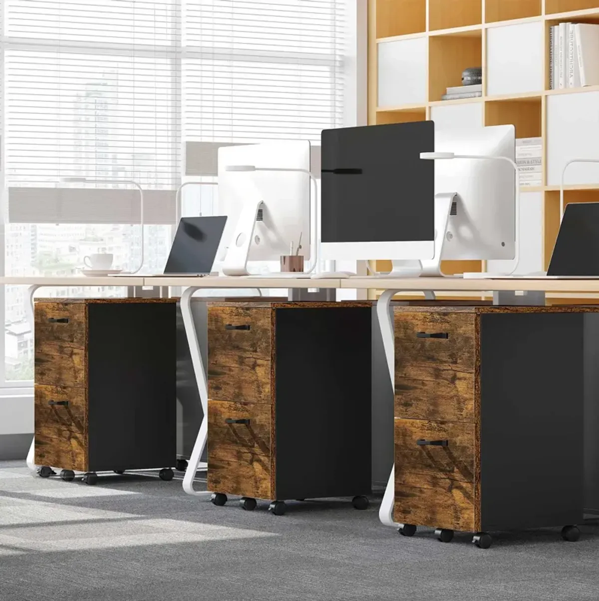 Rolling File Cabinet with 2 Drawers for A4 and Letter-Sized Documents