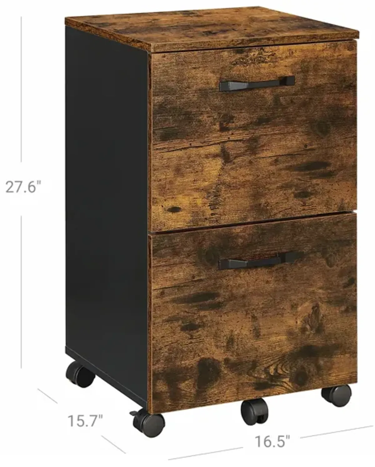 Rolling File Cabinet with 2 Drawers for A4 and Letter-Sized Documents