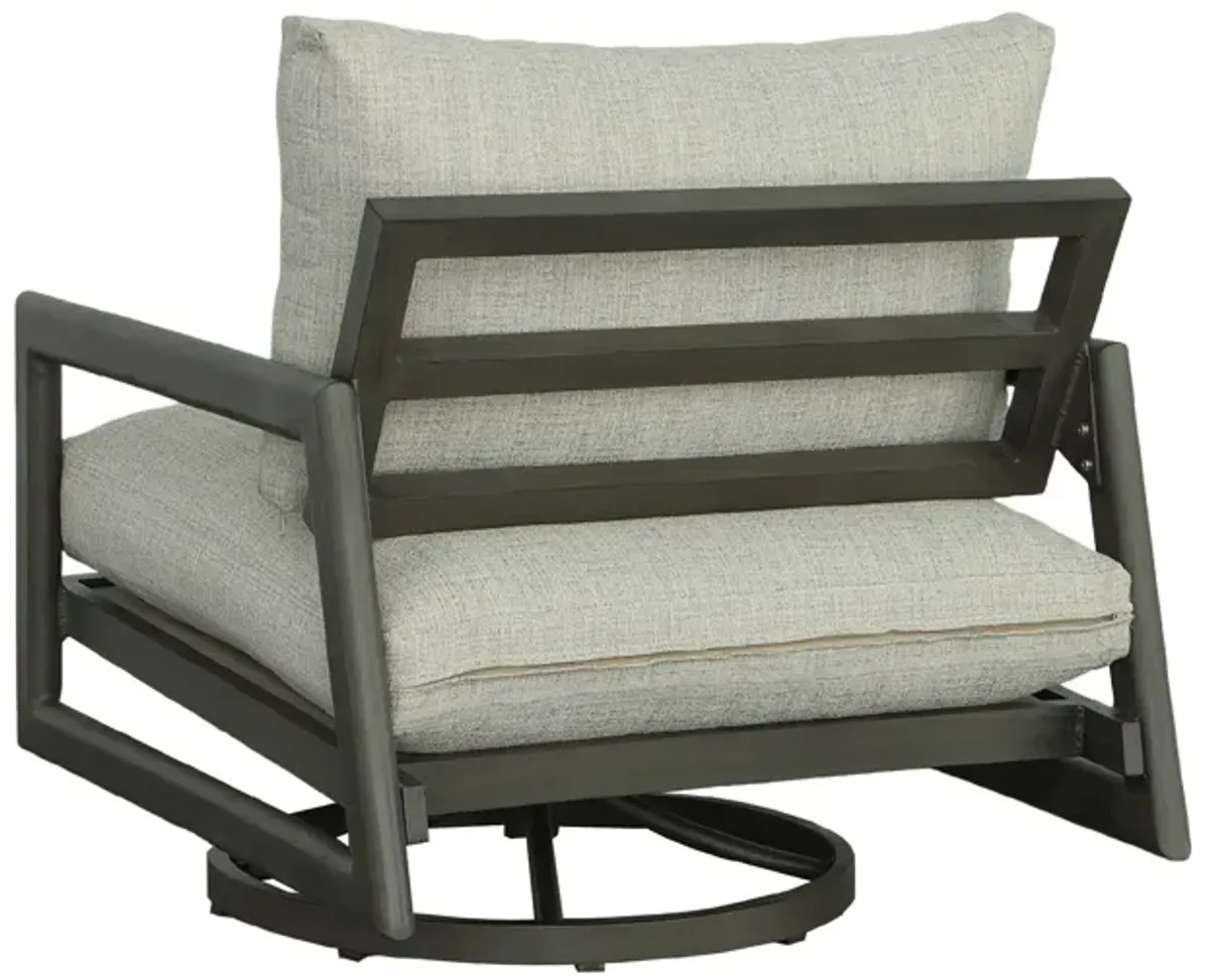 Single Outdoor Swivel Chair with Cushions - 36" - Gray