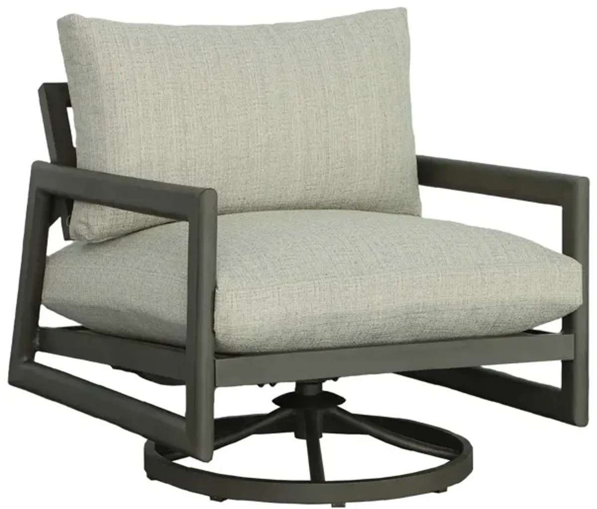 Single Outdoor Swivel Chair with Cushions - 36" - Gray