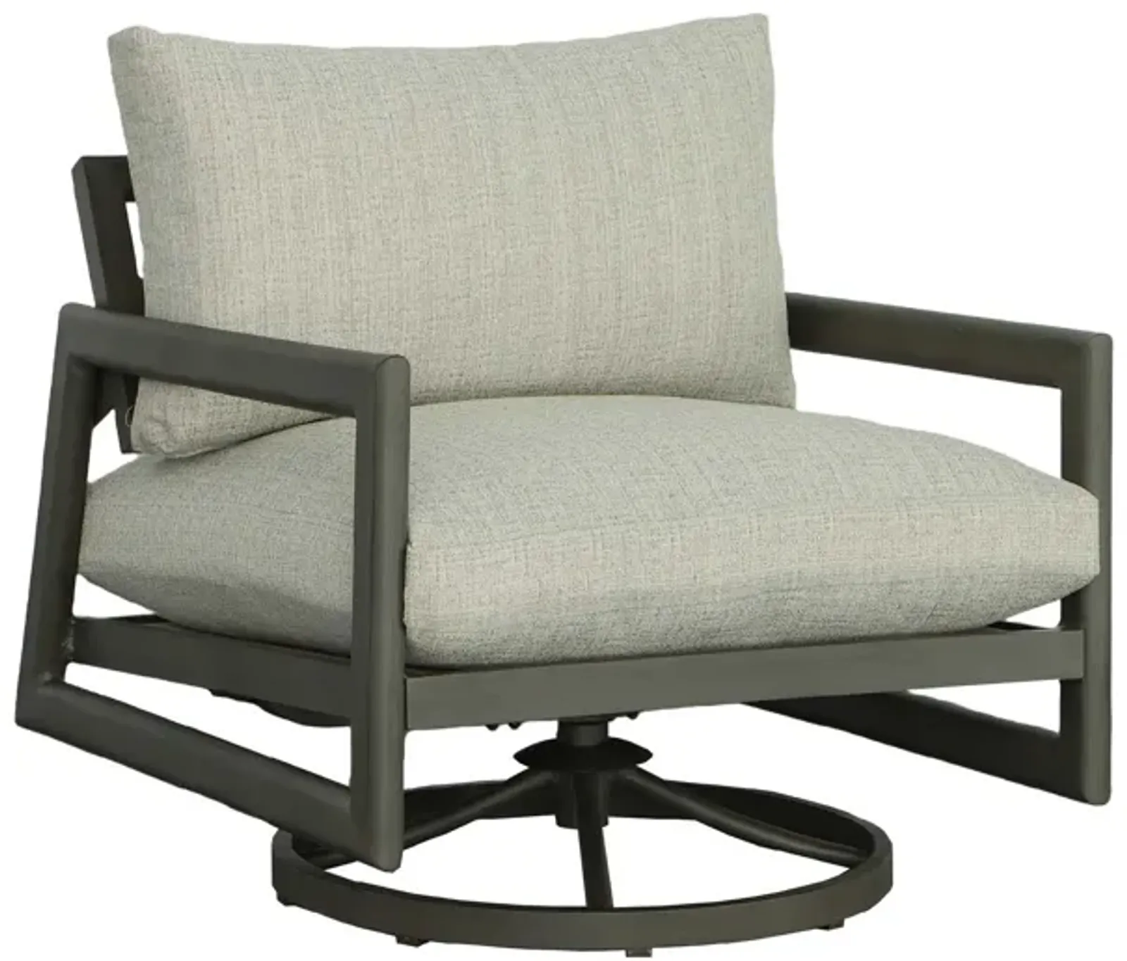 Single Outdoor Swivel Chair with Cushions - 36" - Gray