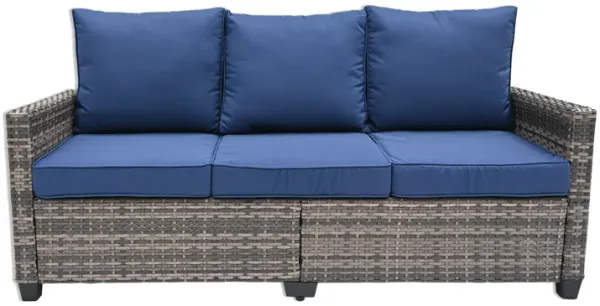 Mondawe 3 Seat Rattan Wicker Sofa Garden Outdoor Patio Furniture with Cushion