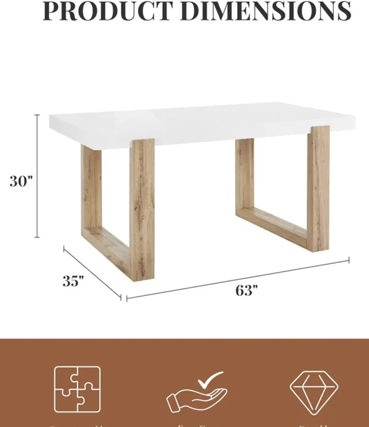 Arvid 6-Seating Dining Table with Square Oak Legs