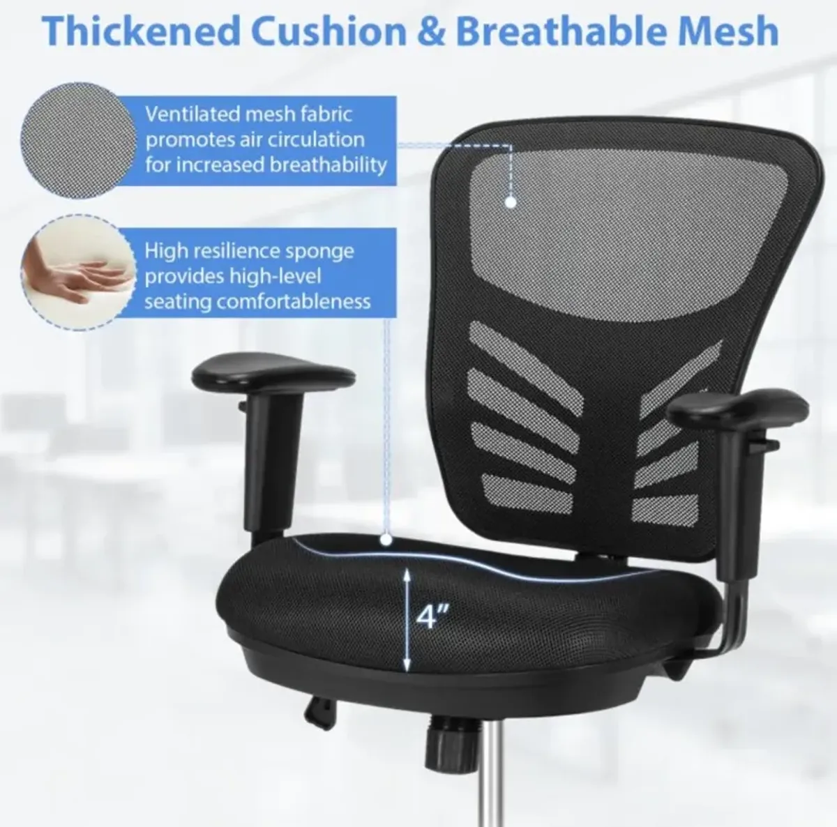 Hivvago Mesh Drafting Chair Office Chair with Adjustable Armrests and Foot-Ring