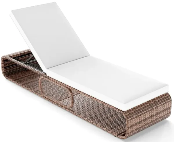 Comfortable 7-Position Adjustable PE Rattan Chaise Lounge Chair for Outdoor Use