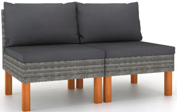 Middle Sofa Grey PE rattan Standard Removable Covers