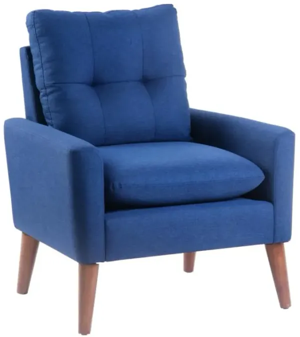 Modern Upholstered Accent Chair Armchair with Pillow, Single Sofa with Lounge Seat and Wood Legs