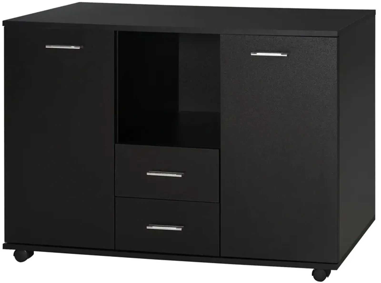 Black Office Storage: Multifunction Cabinet with Drawers and Shelves