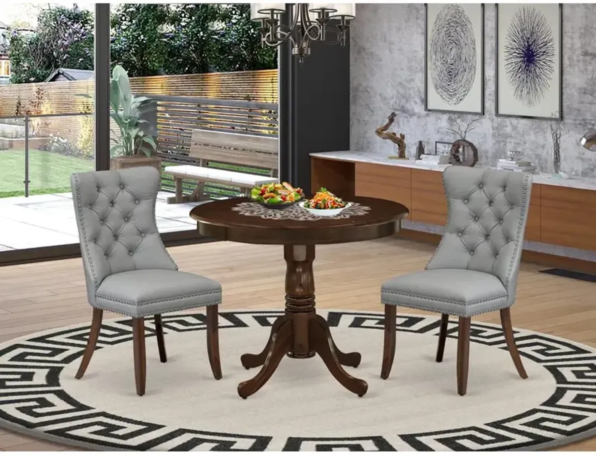 3 Piece Dining Room Table Set Consists of a Round Kitchen Table with Pedestal