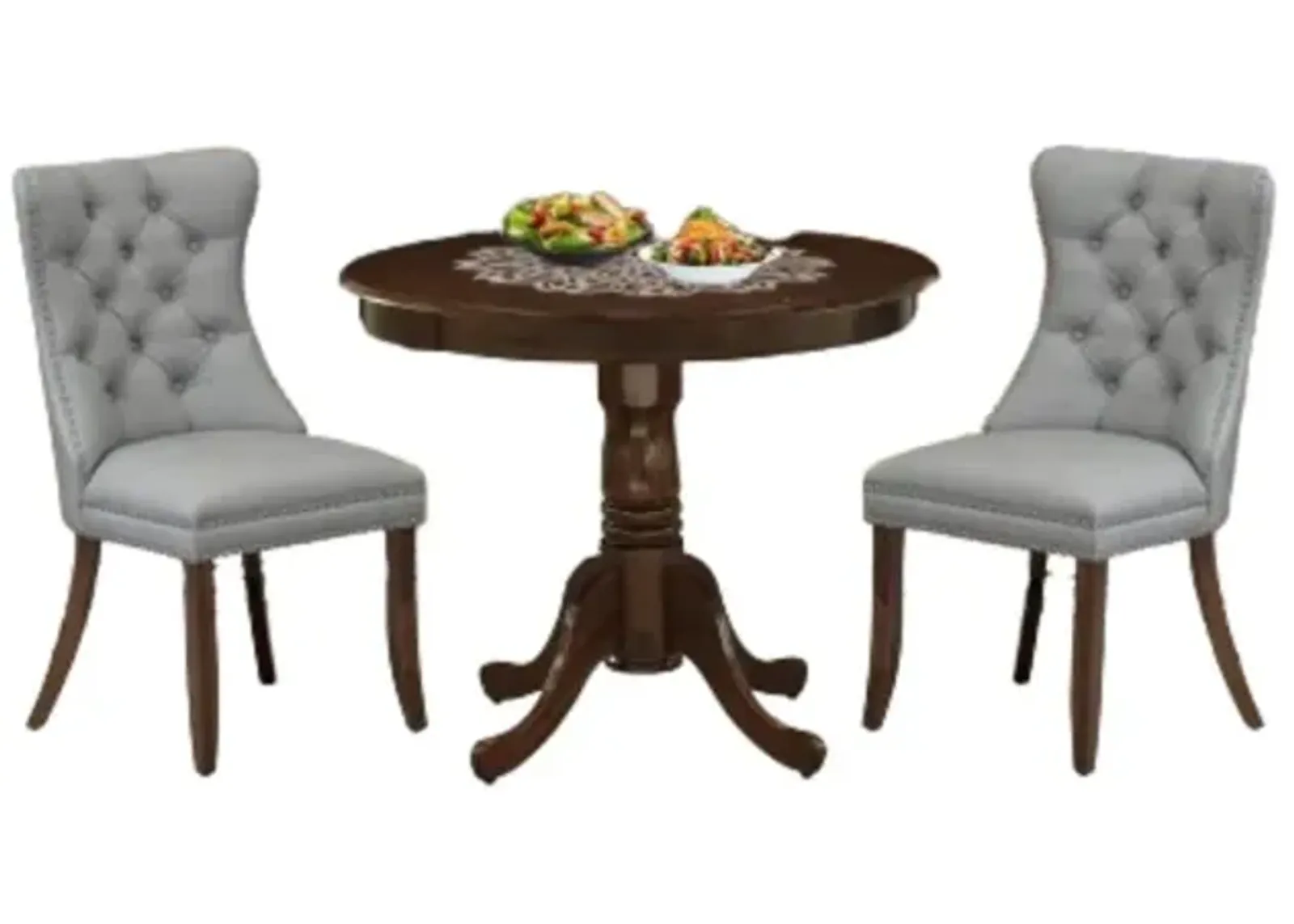 3 Piece Dining Room Table Set Consists of a Round Kitchen Table with Pedestal