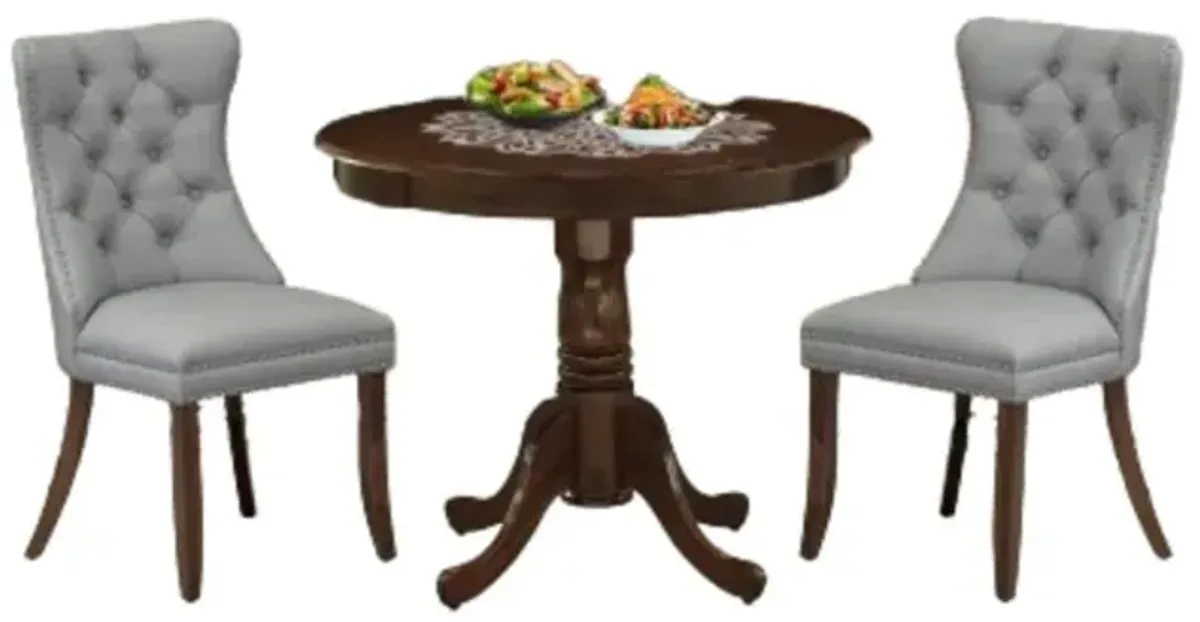 3 Piece Dining Room Table Set Consists of a Round Kitchen Table with Pedestal