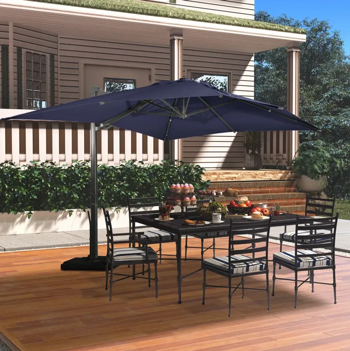 MONDAWE 13ft Square Offset Cantilever Patio Umbrella for Outdoor Shade