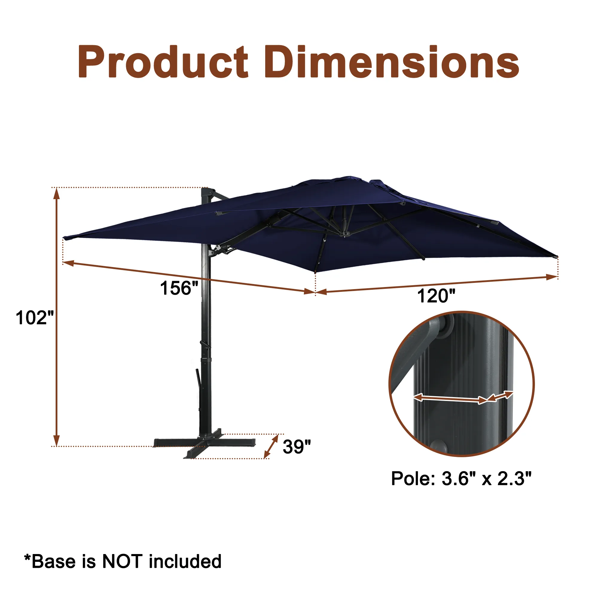 MONDAWE 13ft Square Offset Cantilever Patio Umbrella for Outdoor Shade