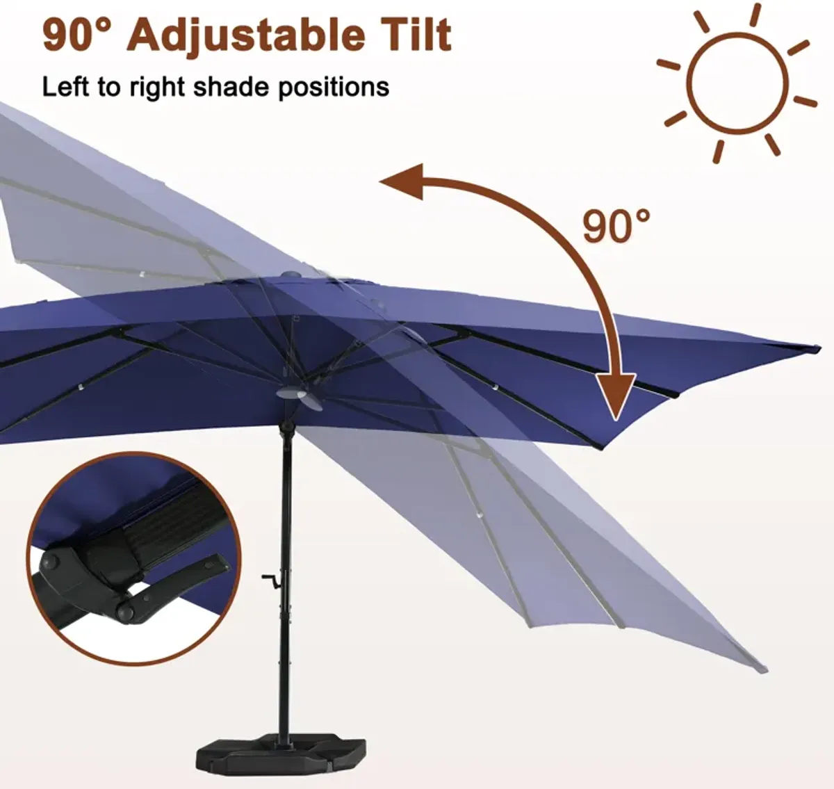 MONDAWE 13ft Square Offset Cantilever Patio Umbrella for Outdoor Shade