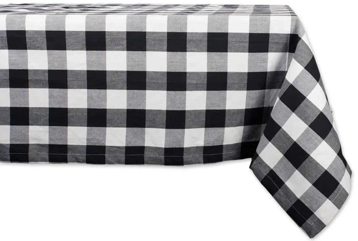 Black and White Buffalo Checkered Designed Rectangular Tablecloth 60" x 84"