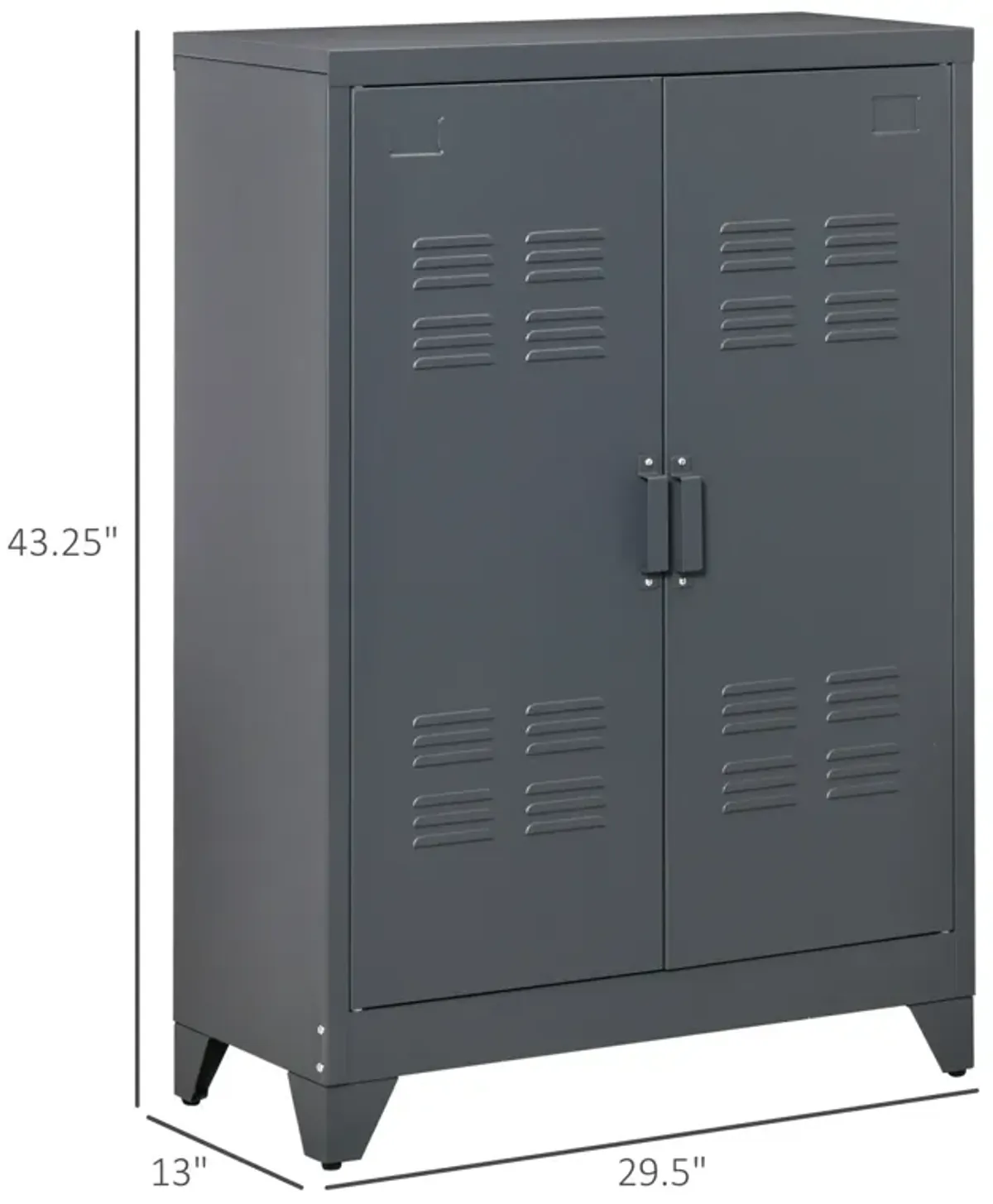 Gray Metal Organizer: Industrial 2-Tier Steel Cabinet for Home Office