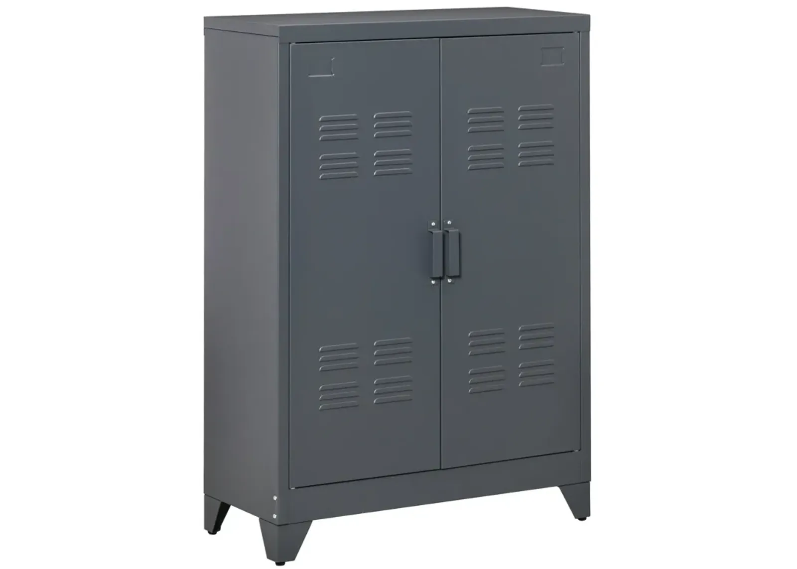 Gray Metal Organizer: Industrial 2-Tier Steel Cabinet for Home Office