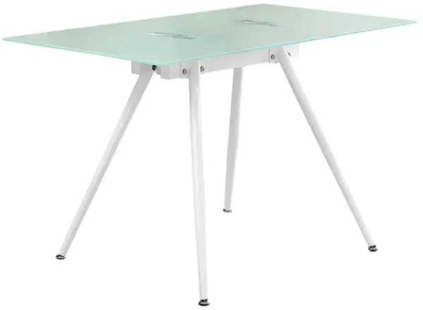 Computer Desk, Home Office, Laptop, 48"L, Work, Metal, Tempered Glass, White, Contemporary, Modern