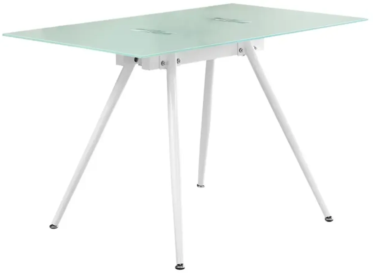 Computer Desk, Home Office, Laptop, 48"L, Work, Metal, Tempered Glass, White, Contemporary, Modern