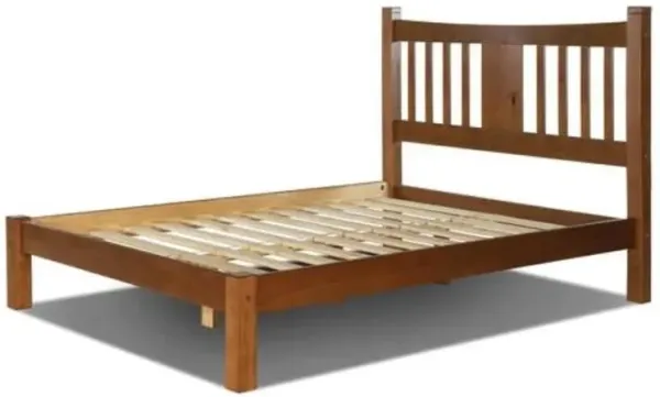 Hivvago King Farmhouse Style Solid Wood Platform Bed Frame with Headboard in Walnut