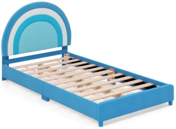 Hivvago Twin Bed Frame with Height-Adjustable Headboard and Sturdy Wooden Slats