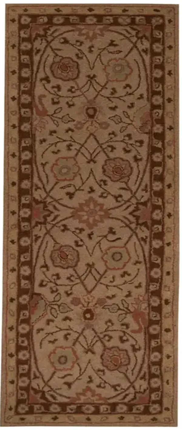 RUGSOTIC CARPETS HAND TUFTED WOOL ECO-FRIENDLY AREA RUGS  - 2'6"x8', Runner Shape, Cream, Classic Oriental Traditional  Design, High Pile Handmade Area Rugs for Living Room, Bed Room (K05202)