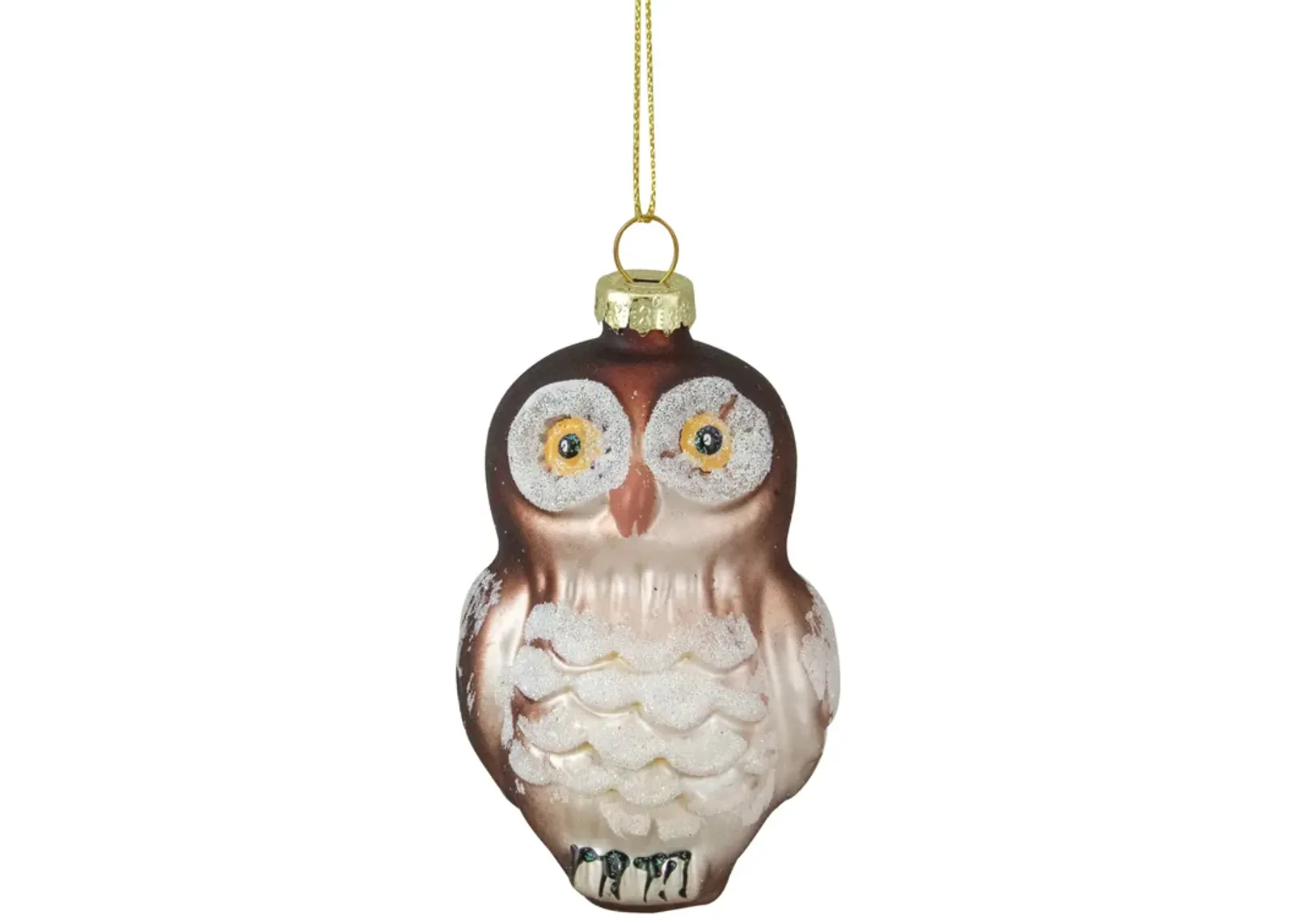 3.75" Brown and White Glass Owl Christmas Ornament