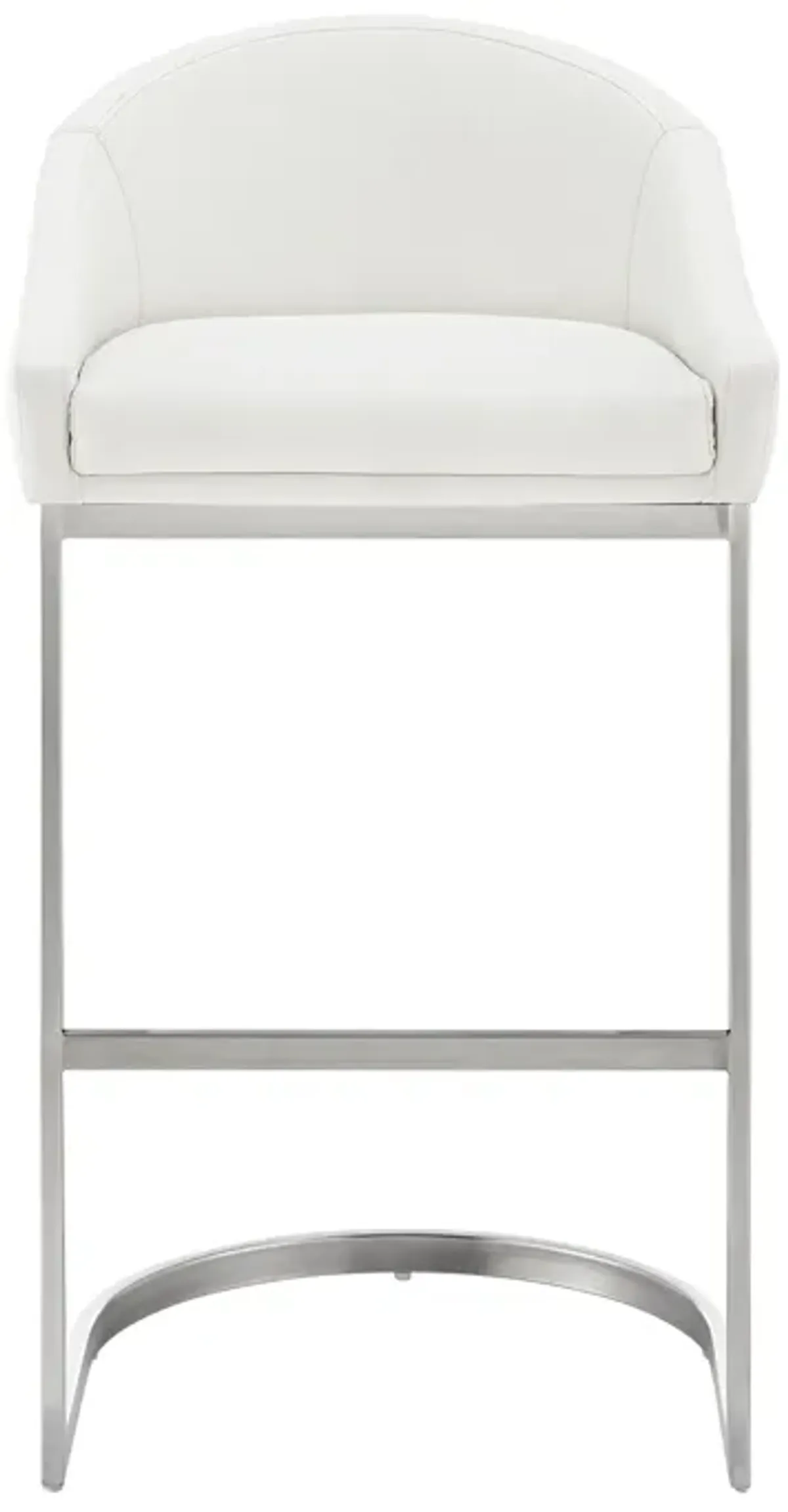 Lina 24 Inch Counter Stool Chair, Metal Cantilever Base, White Faux Leather - Benzara