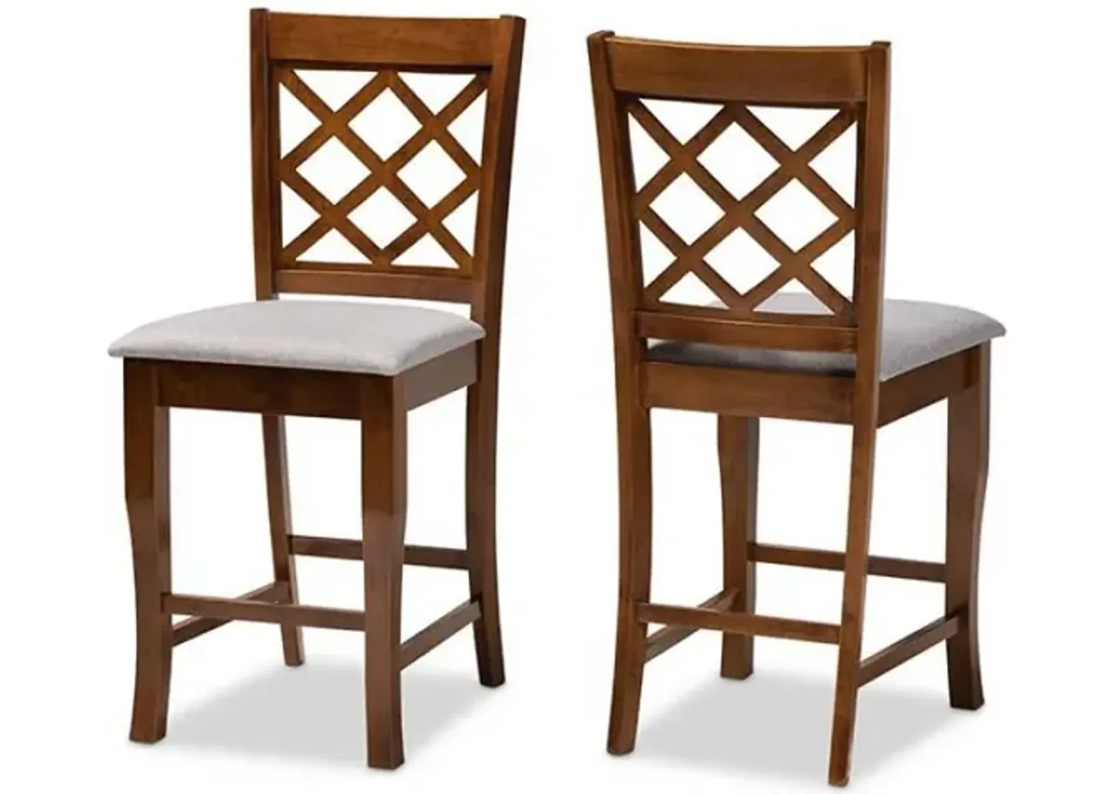 Walnut Brown Finished Wood 2-Piece Counter Height Pub Chair Set