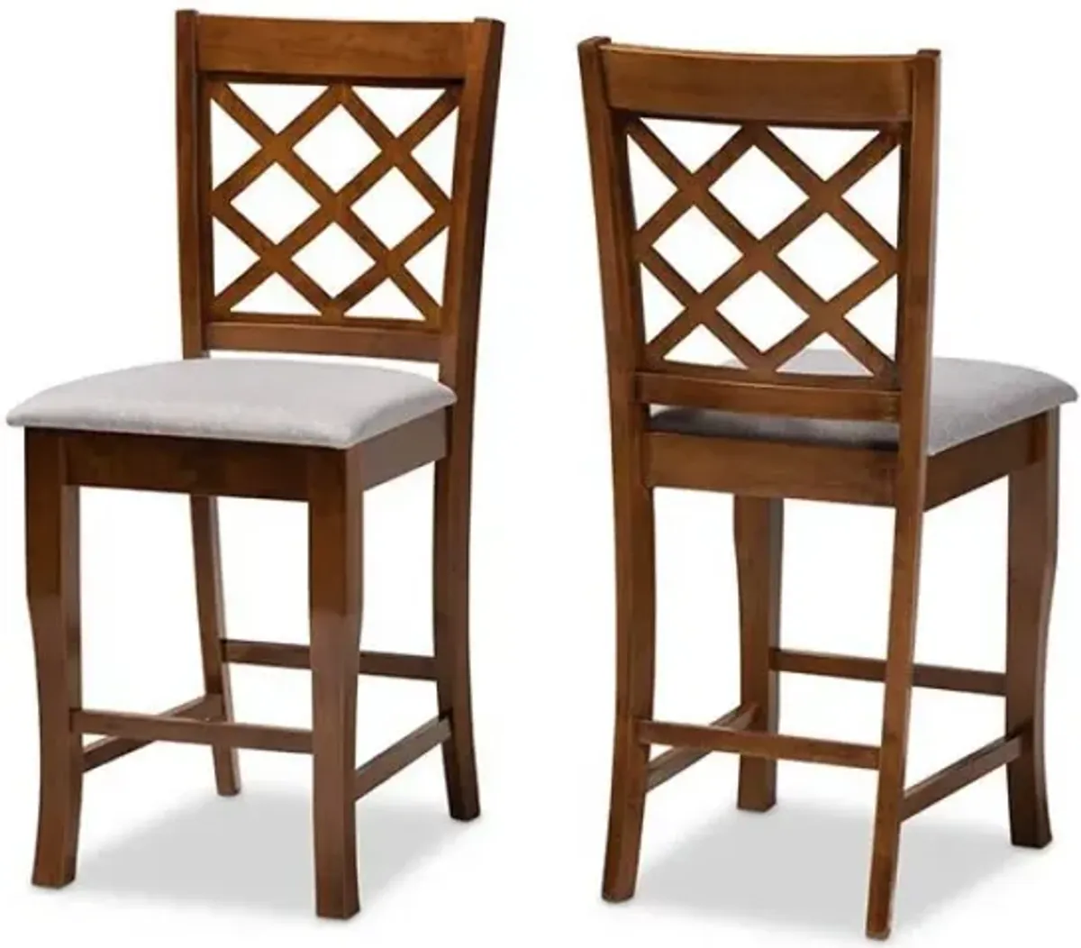 Walnut Brown Finished Wood 2-Piece Counter Height Pub Chair Set