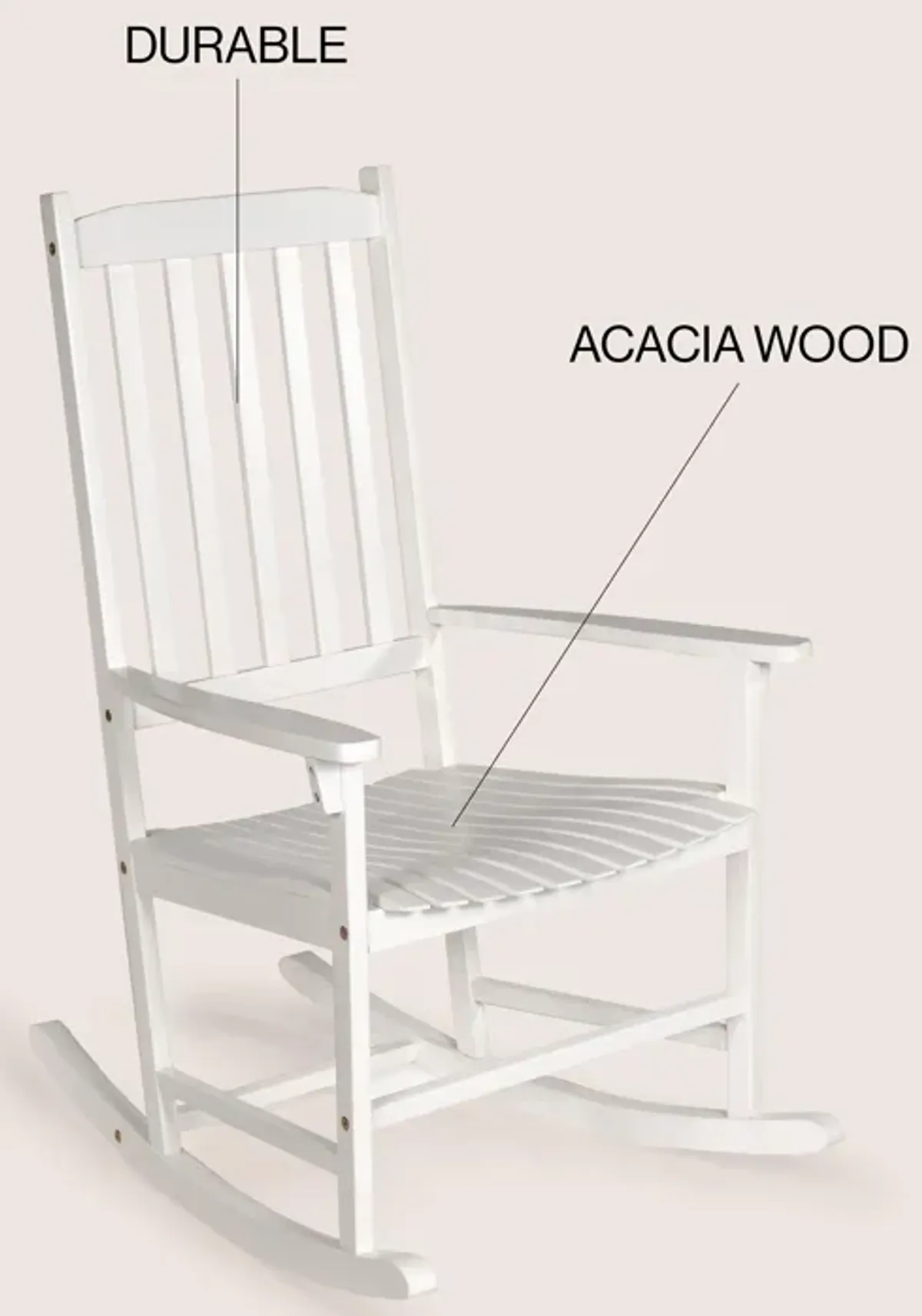 Seagrove Farmhouse Classic Slat-Back Acacia Wood Outdoor Rocking Chair