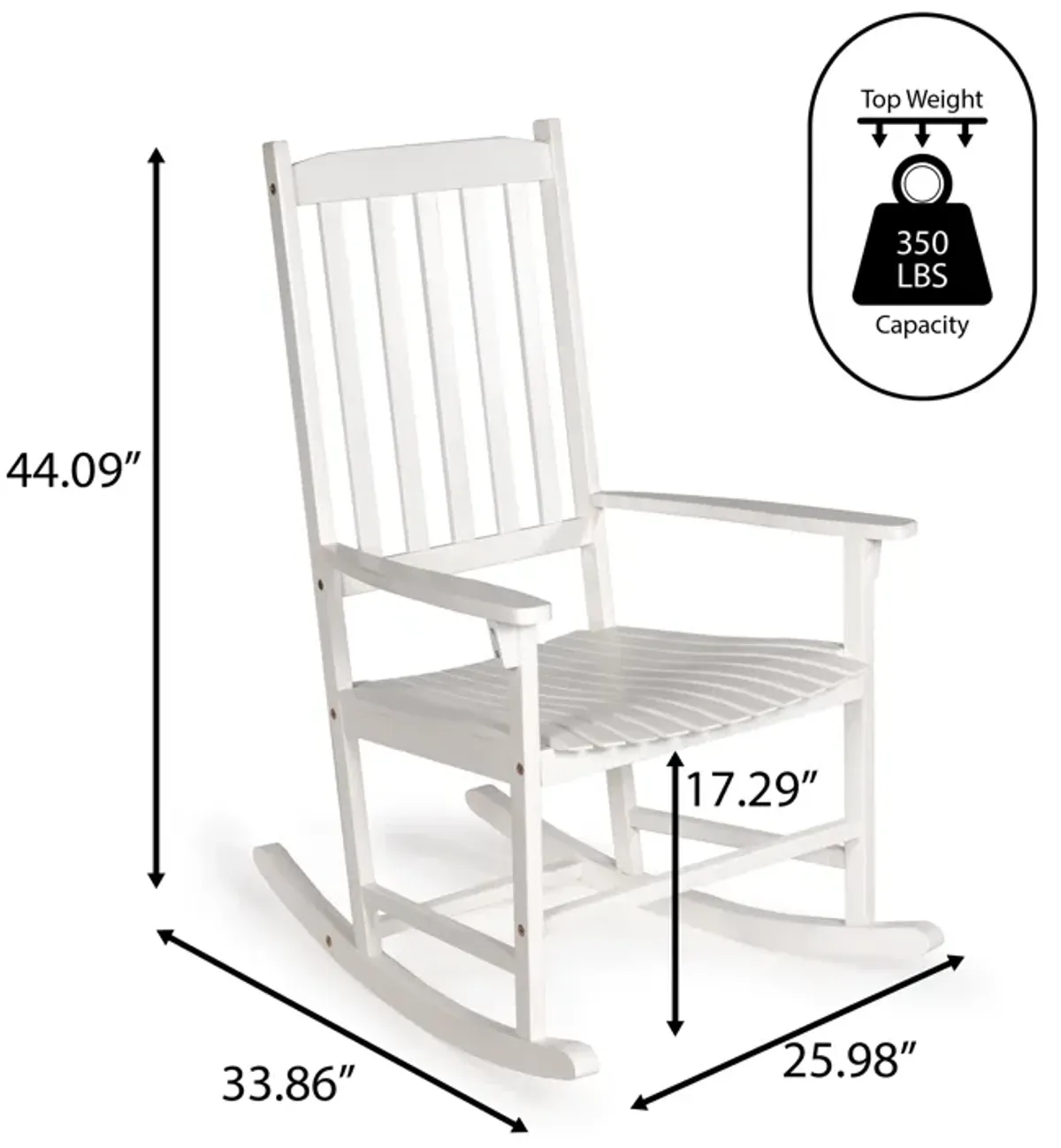 Seagrove Farmhouse Classic Slat-Back Acacia Wood Outdoor Rocking Chair