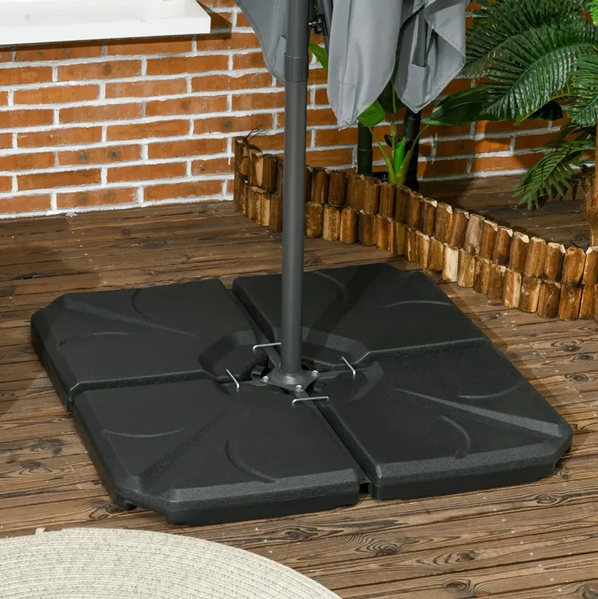 Black Umbrella Stabilizer: 4-Piece Base Set with 123lb Capacity