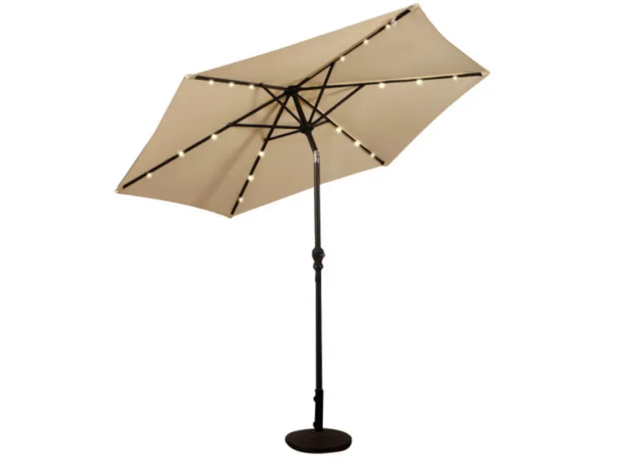 9FT Steel Patio Solar Umbrella LED Patio Market