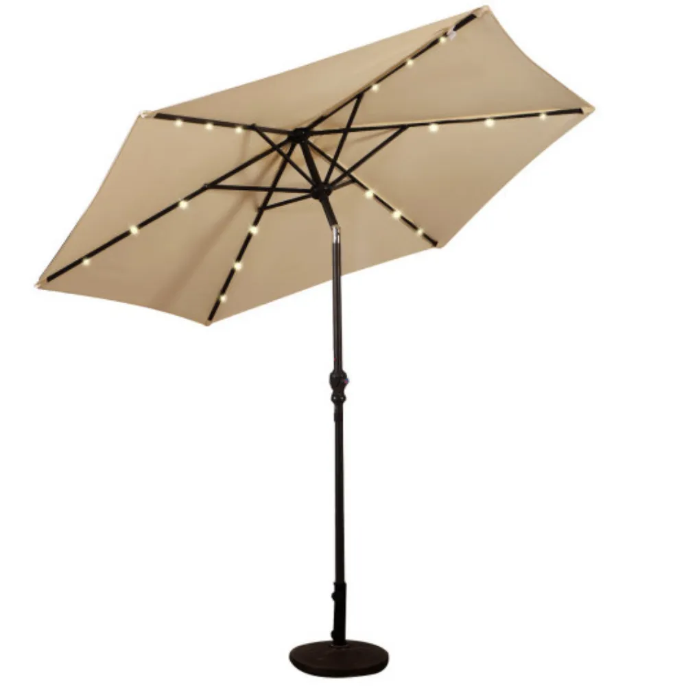 9FT Steel Patio Solar Umbrella LED Patio Market