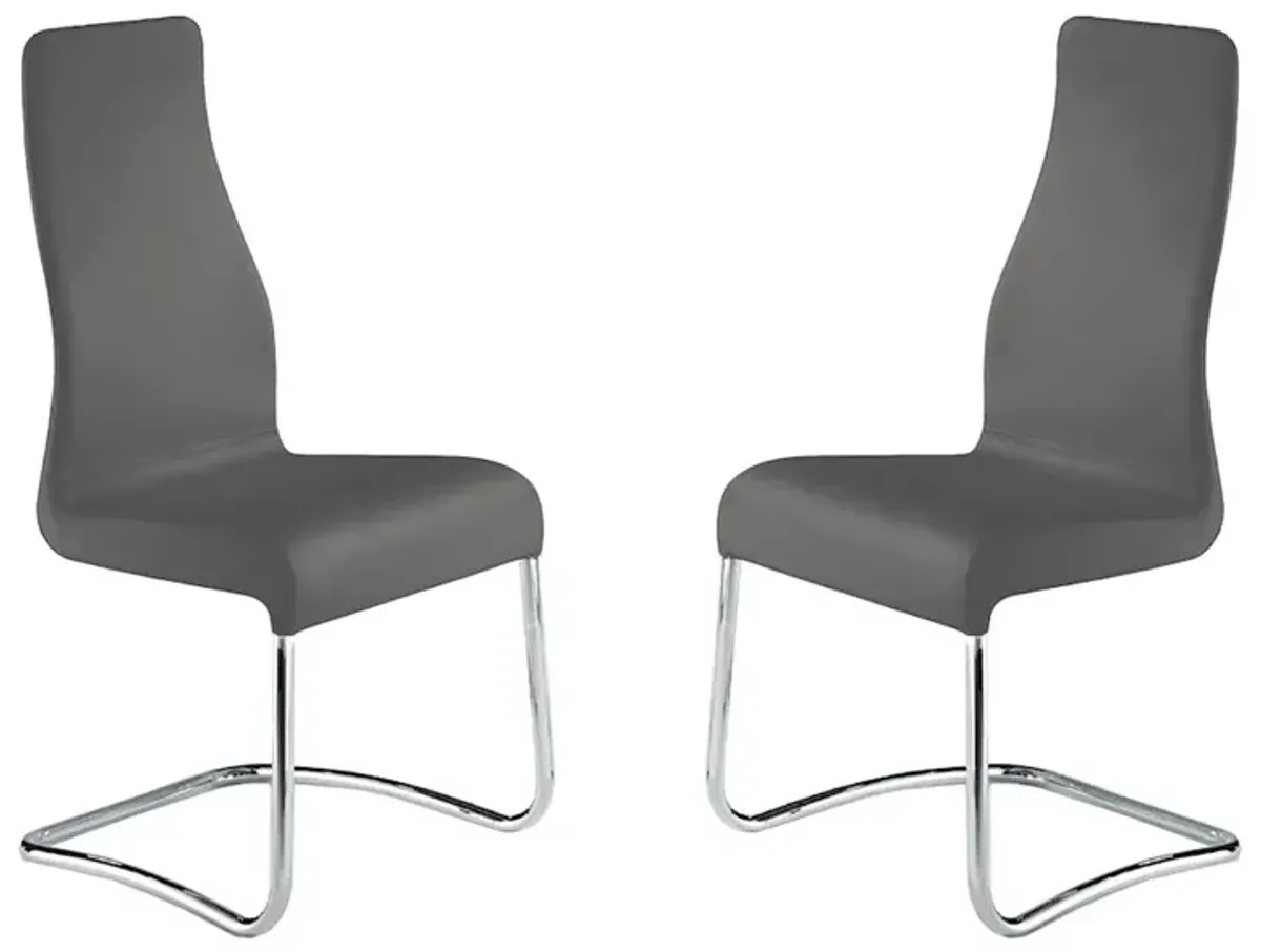 Casabianca Home Florence Set Of 2 Dining Chair In Gray Top Grain Leather