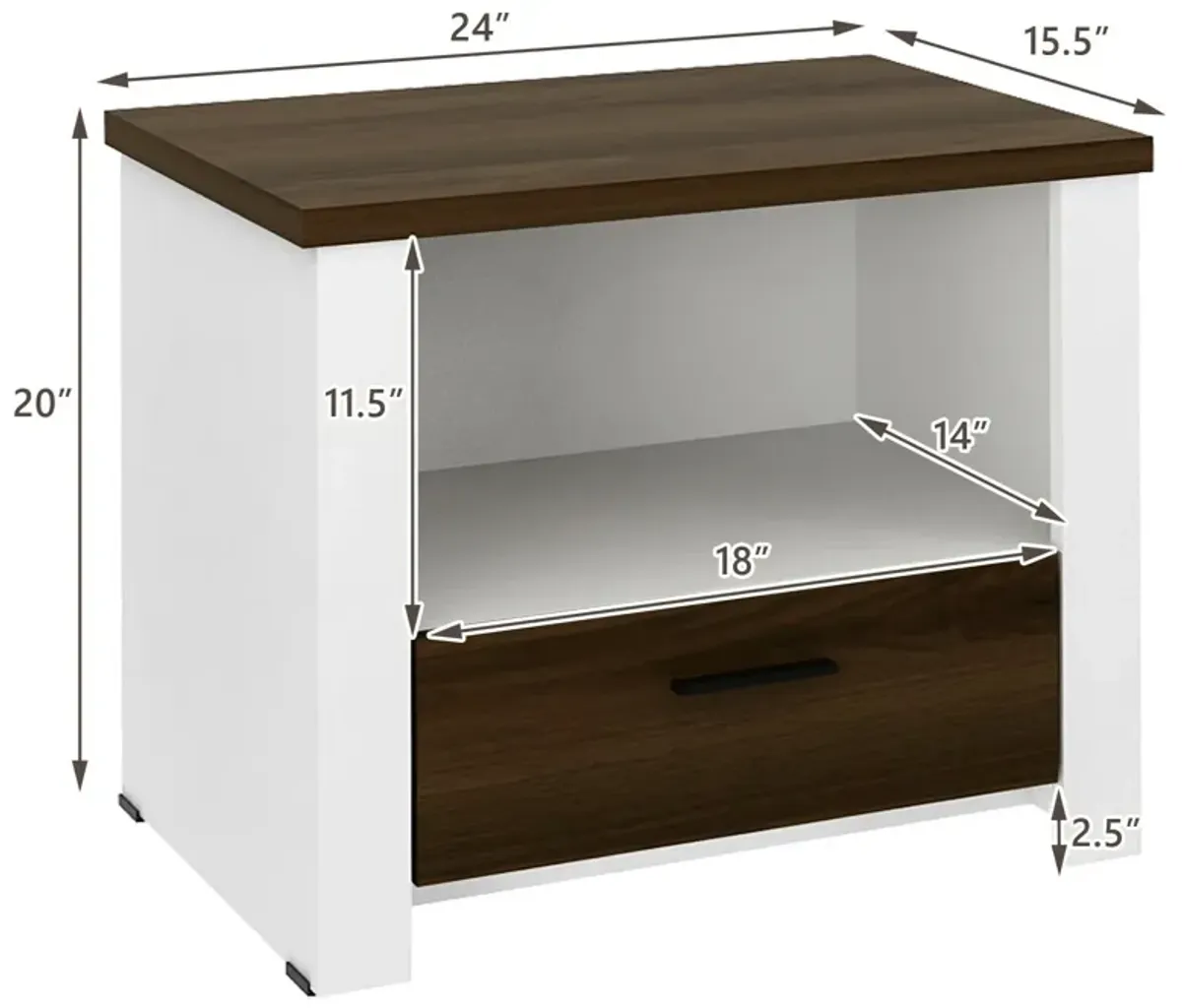 Accent Nightstand with Drawer and Open Shelf