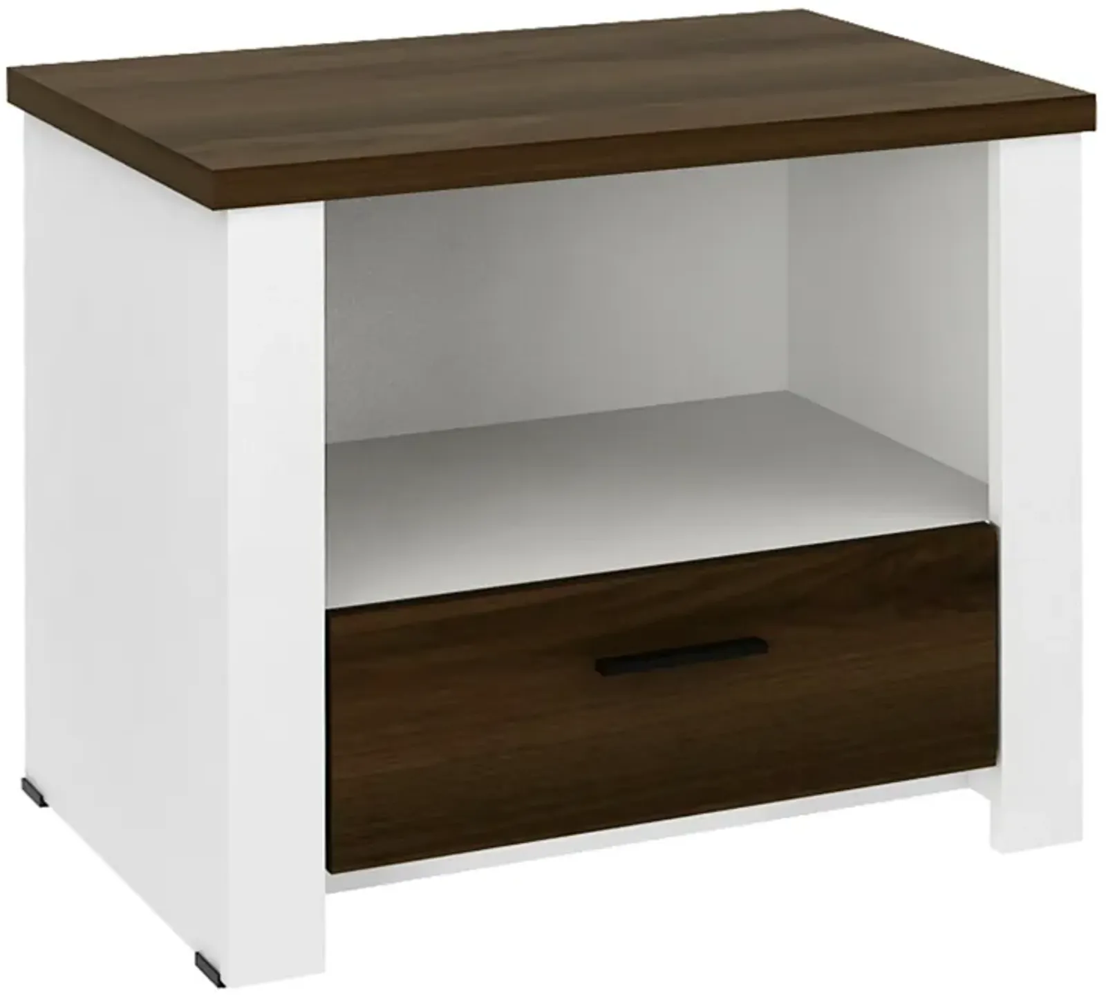 Accent Nightstand with Drawer and Open Shelf