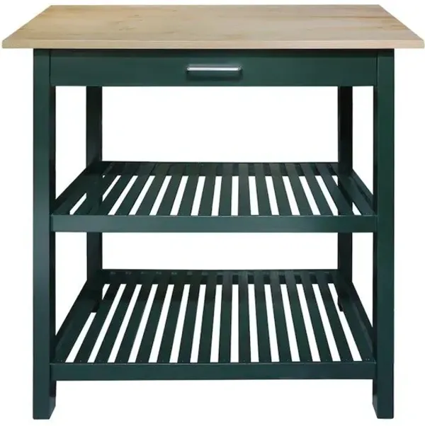Kitchen Island with Solid American Hardwood Top, Hunter Green