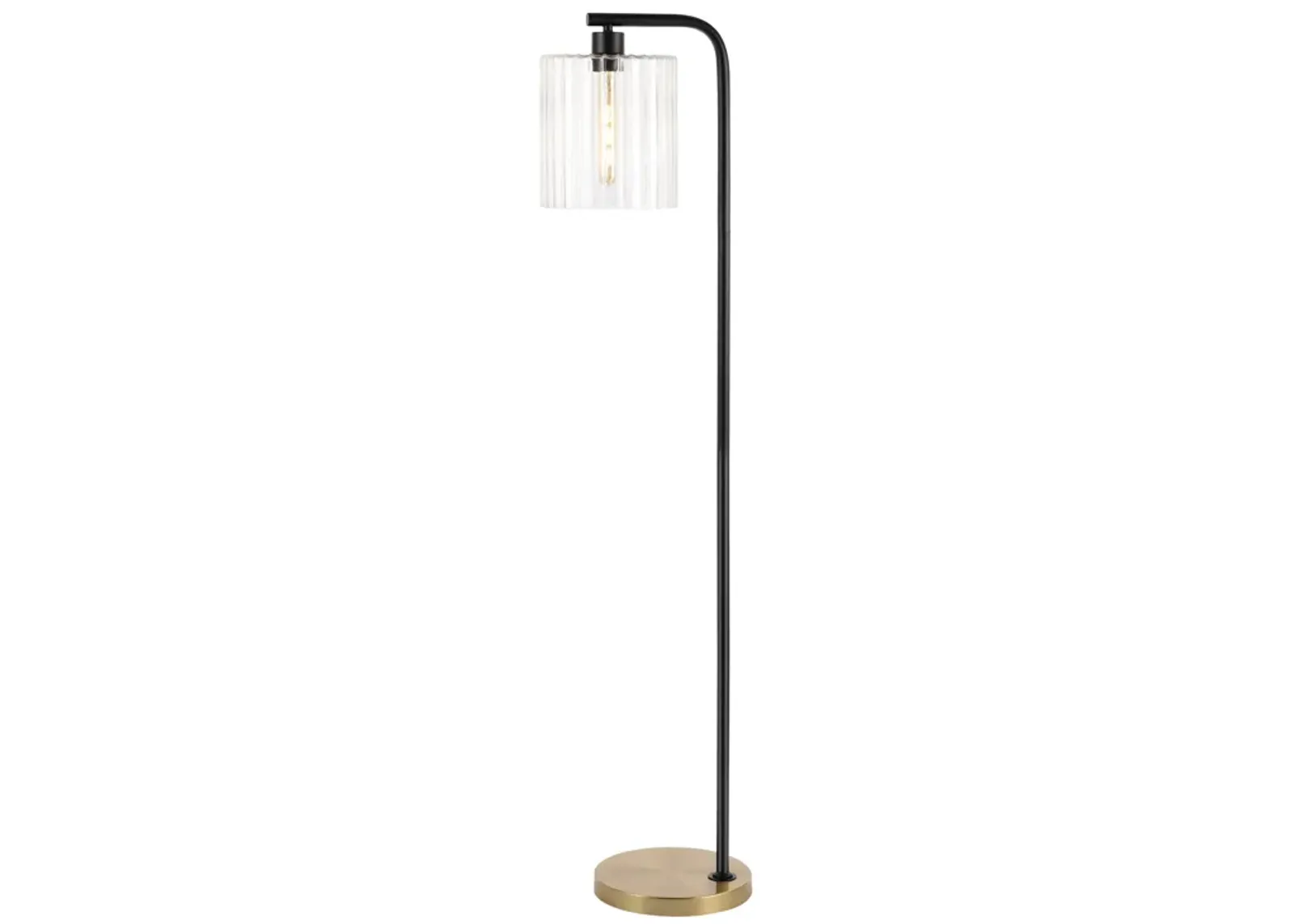 Easton Modern Minimalist Metal/Ribbed Glass LED Floor Lamp