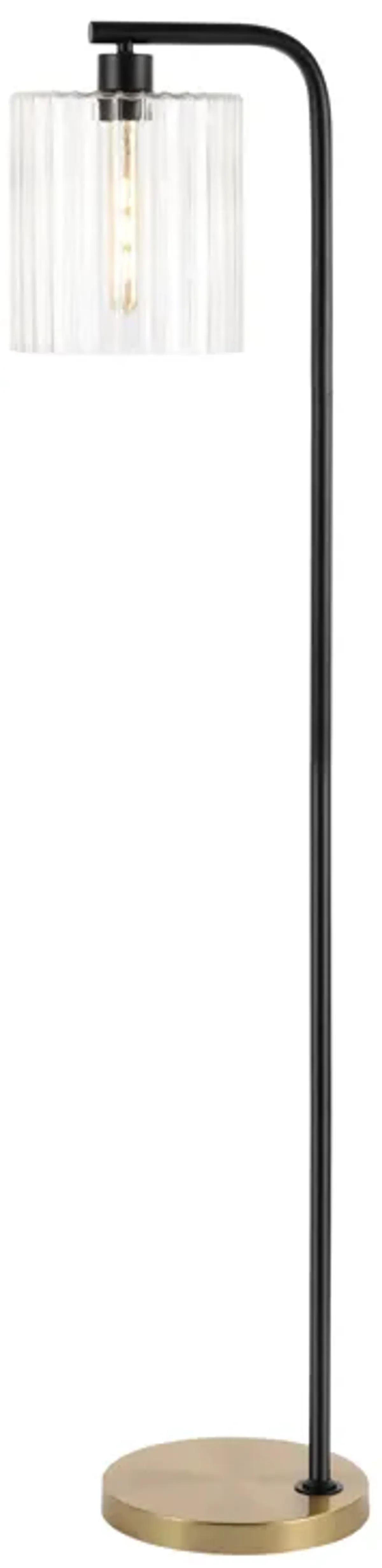 Easton Modern Minimalist Metal/Ribbed Glass LED Floor Lamp