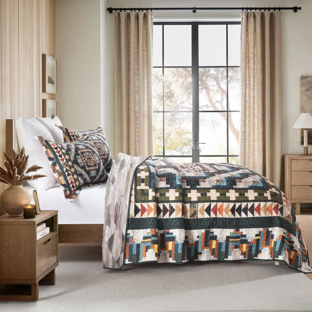 Marcielo Southwestern Geometry Lightweight Quilt Bedspread Set King