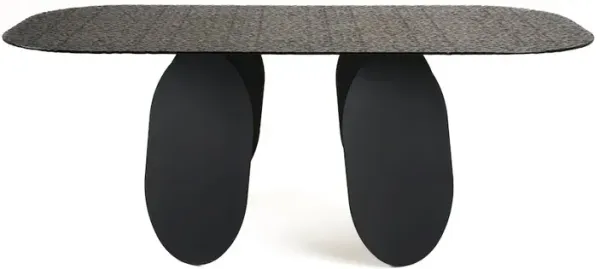 Modrest Maxine - Modern Hammered Grey Glass Rectangular Dining Table
