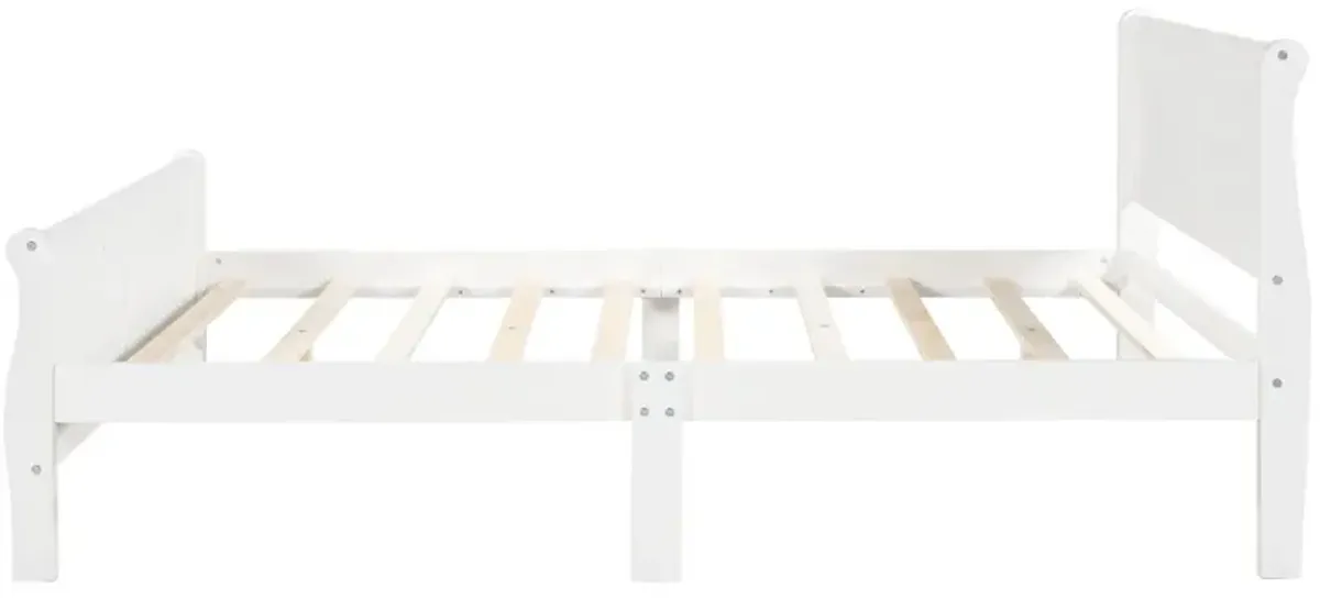 Queen Size Wood Platform Bed with Headboard and Wooden Slat Support