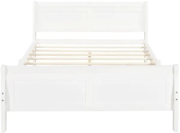 Queen Size Wood Platform Bed with Headboard and Wooden Slat Support