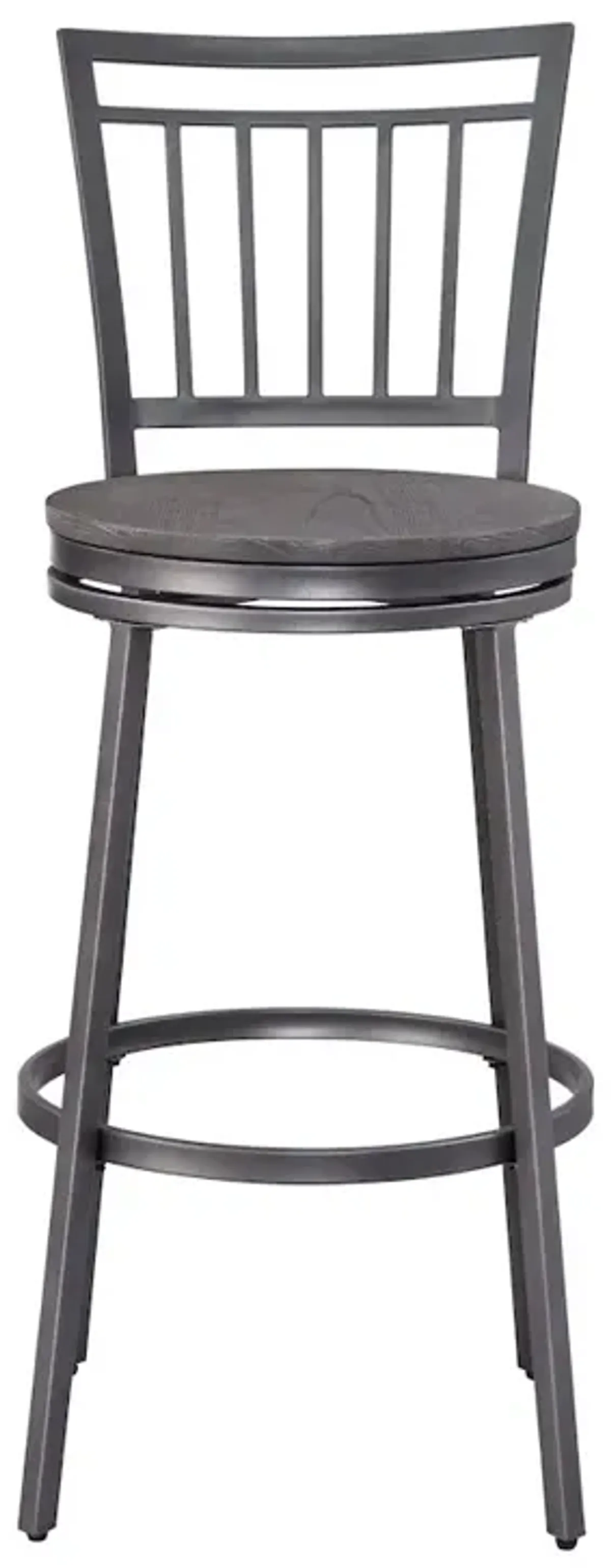 American Woodcrafters Stockton 25 Metal Swivel Stool - Slate Grey - Grey Oak Seat