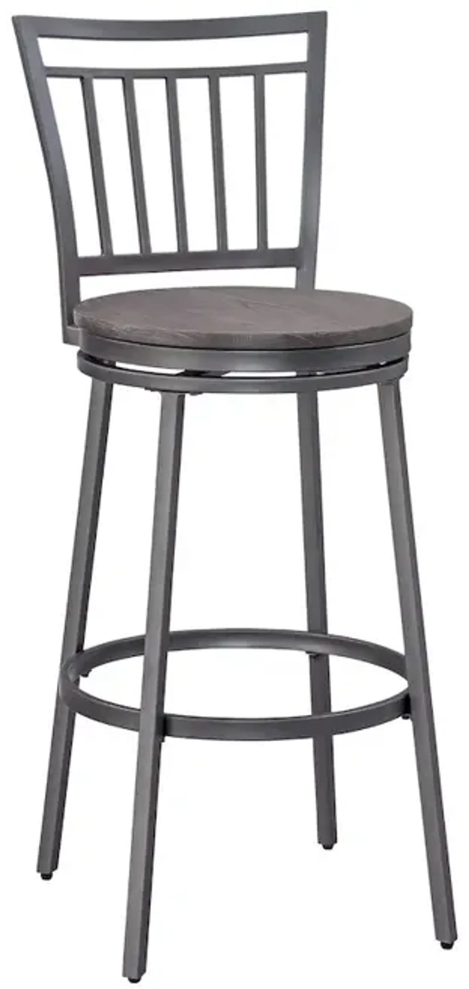 American Woodcrafters Stockton 25 Metal Swivel Stool - Slate Grey - Grey Oak Seat