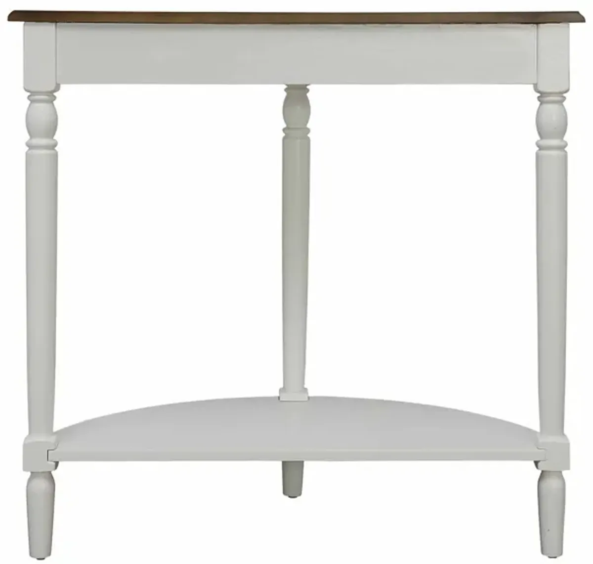 Convenience Concepts French Country Half-Round Entryway Table with Shelf, Driftwood/White